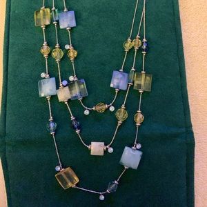 Multi colored stone silver necklace w/earrings